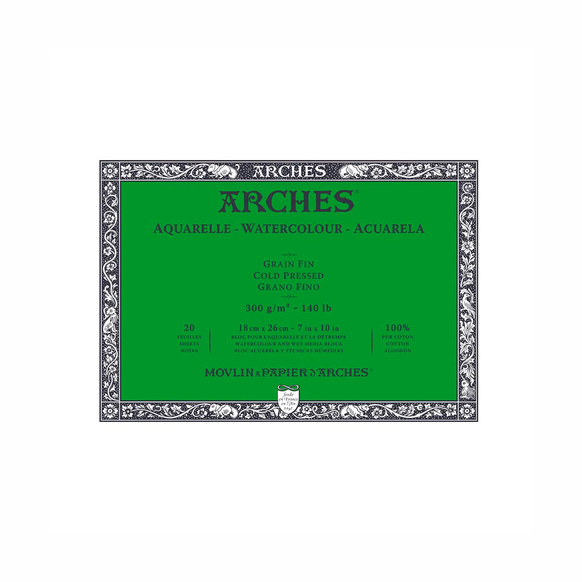 Bloco de Papel para Aquarela Arches TF 300g/m² 18X26cm 20 Folhas